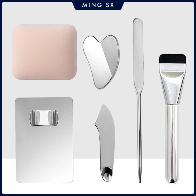 3/4/5/6 PCS Makeup Background Brush Lipstick Umbrella Mixing Table in stainless steel with spatula rod Beauty tools for colored sticks