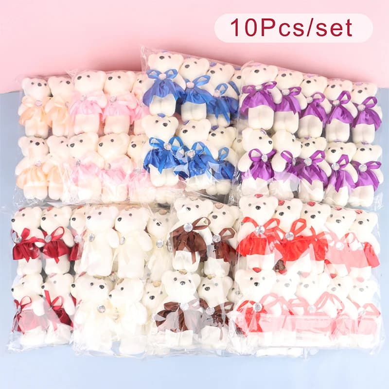 10 pezzi 12 cm San Valentino orso bouquet di fiori cartone animato bambola di peluche orsacchiotto bouquet laurea compleanno regali di nozze