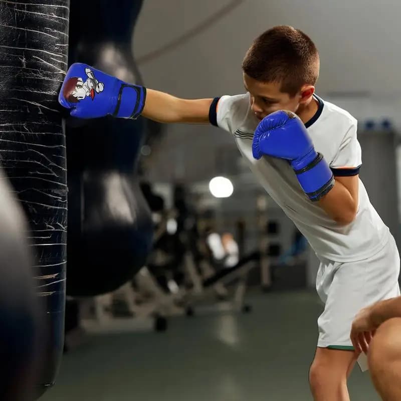 Guanti da boxe per bambini Guanti da boxe da allenamento in pelle PU per cartoni animati Dispositivo da allenamento per palestra a casa Attrezzatura da sparring per bambini Kickboxing Muay