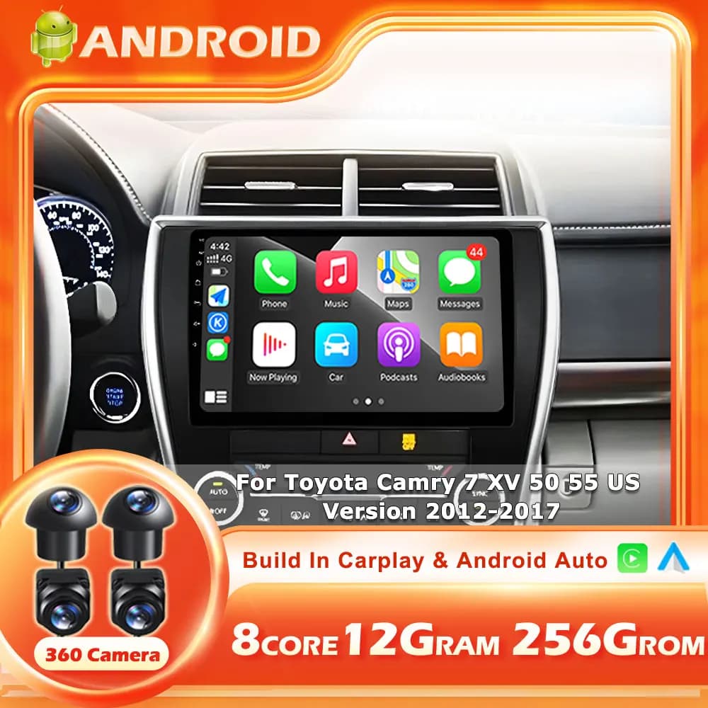 Autoradio per Toyota Camry 7 XV 50 55 Versione USA 2012-2017 Android 16 Lettore Multimediale Video Auto Carplay Stereo GPS DSP