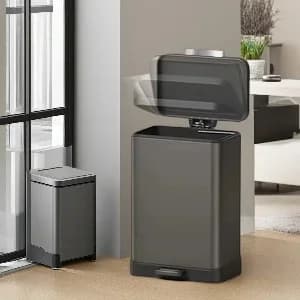 Square Pedal Trash Can With Soft Close Lid Silent Step Waste Bin For Kitchen Bedroom Living Room Dormitory Home Simple Design