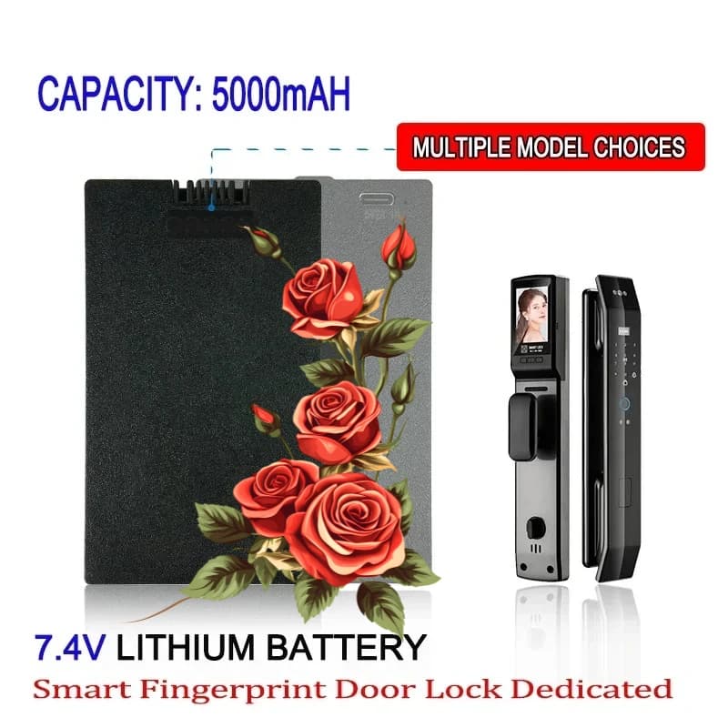 nuovissimo 7.4V 5000mAh Polimero Al Litio Smart Door Lock Batteria Smart Fingerprint Door Lock, con Cavo di Ricarica