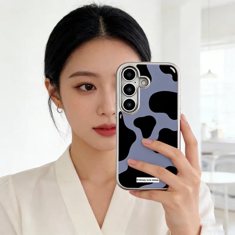 Nuova Cover per Telefono alla Moda Coreana di Alta Gamma con Stampa Leopardata Blu per Samsung S23 S24 S25 S26 FE ULTRA EDGE PLUS