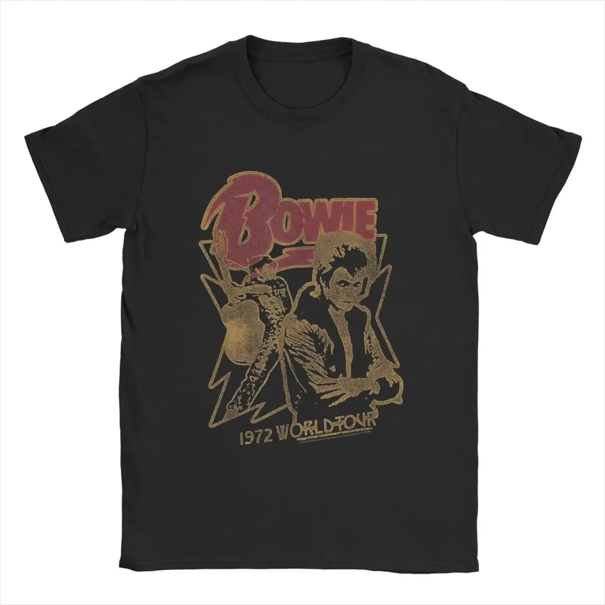 Men's Davids Singer Actor Bowies 1972 World Tour T Shirts English Cotton Funny Short Sleeve Crewneck Tees Classic T-Shirt Hot