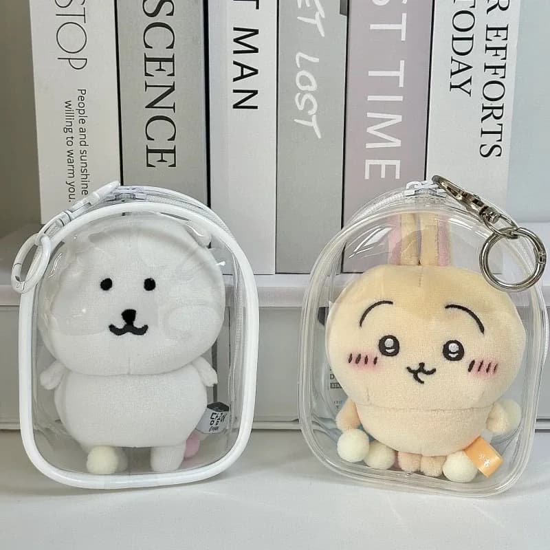 Plush Doll Display Out Bag Transparent Thicken Cotton Doll Outing Dustproof Storage Pouch Keychain Mini Bag Accessories