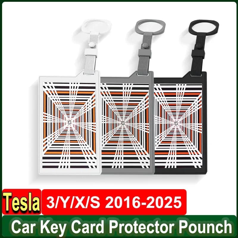 Porta carte chiave per auto in silicone per Tesla Model 3 YXS Custodia protettiva per chiave con accessori per la copertura della carta con etichetta PLAID Light Speed