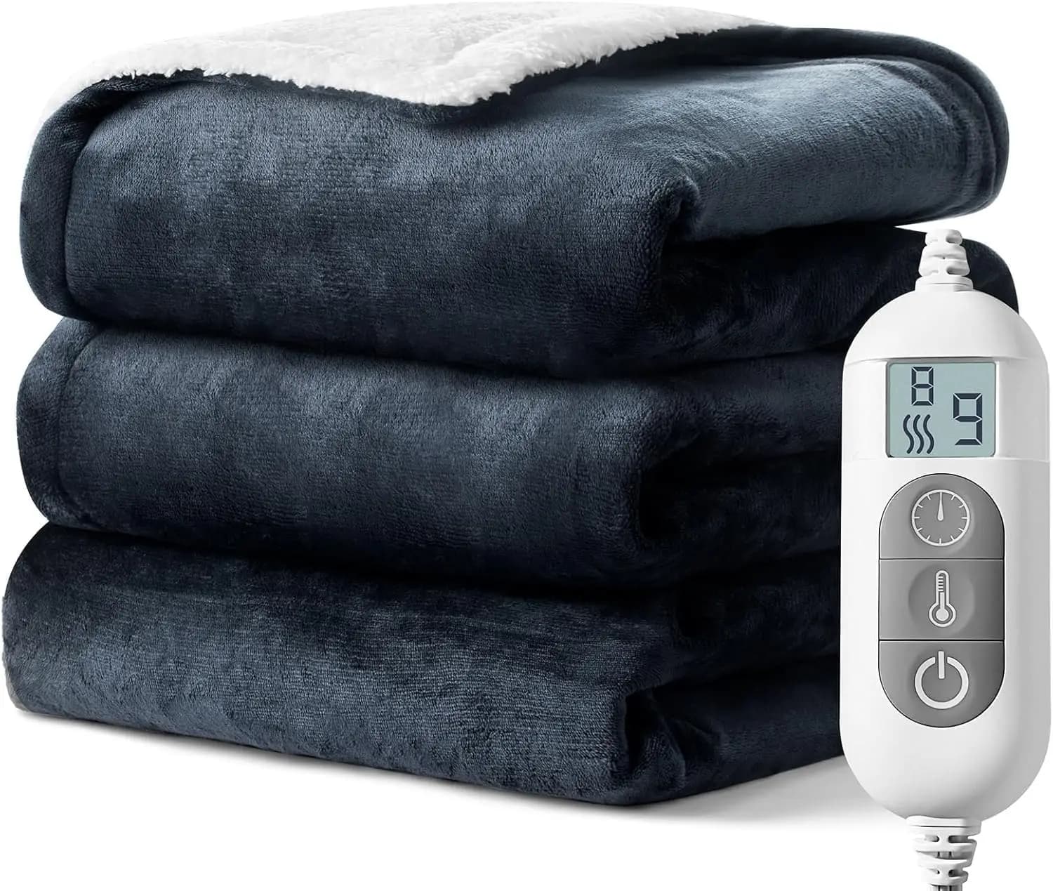 Coperta Termica, 8 Livelli di Calore e Spegnimento Automatico Dopo 9 Ore, Coperta Calda per Divano e Letto