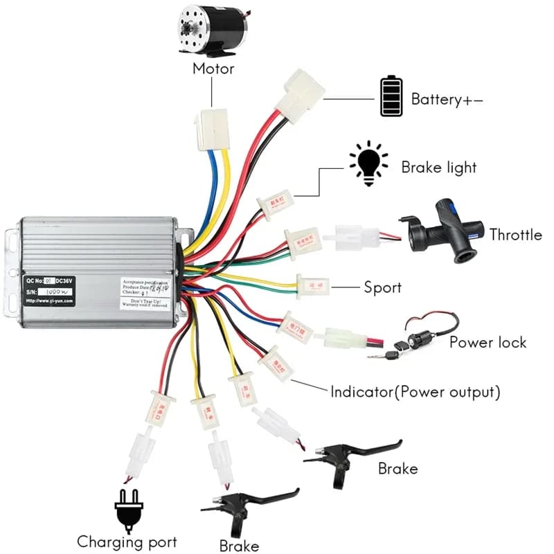 Controller per bicicletta elettrica 36V 48V 800W 1000W 30A DC spazzolato per E Bike Scooter Skateboard Parte adatta Batteria Motore Parte del motore
