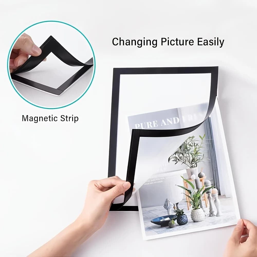 2 cornici magnetiche autoadesive per foto, supporti portatili da parete per immagini e lavagne, senza foratura, decorazioni per casa e ufficio