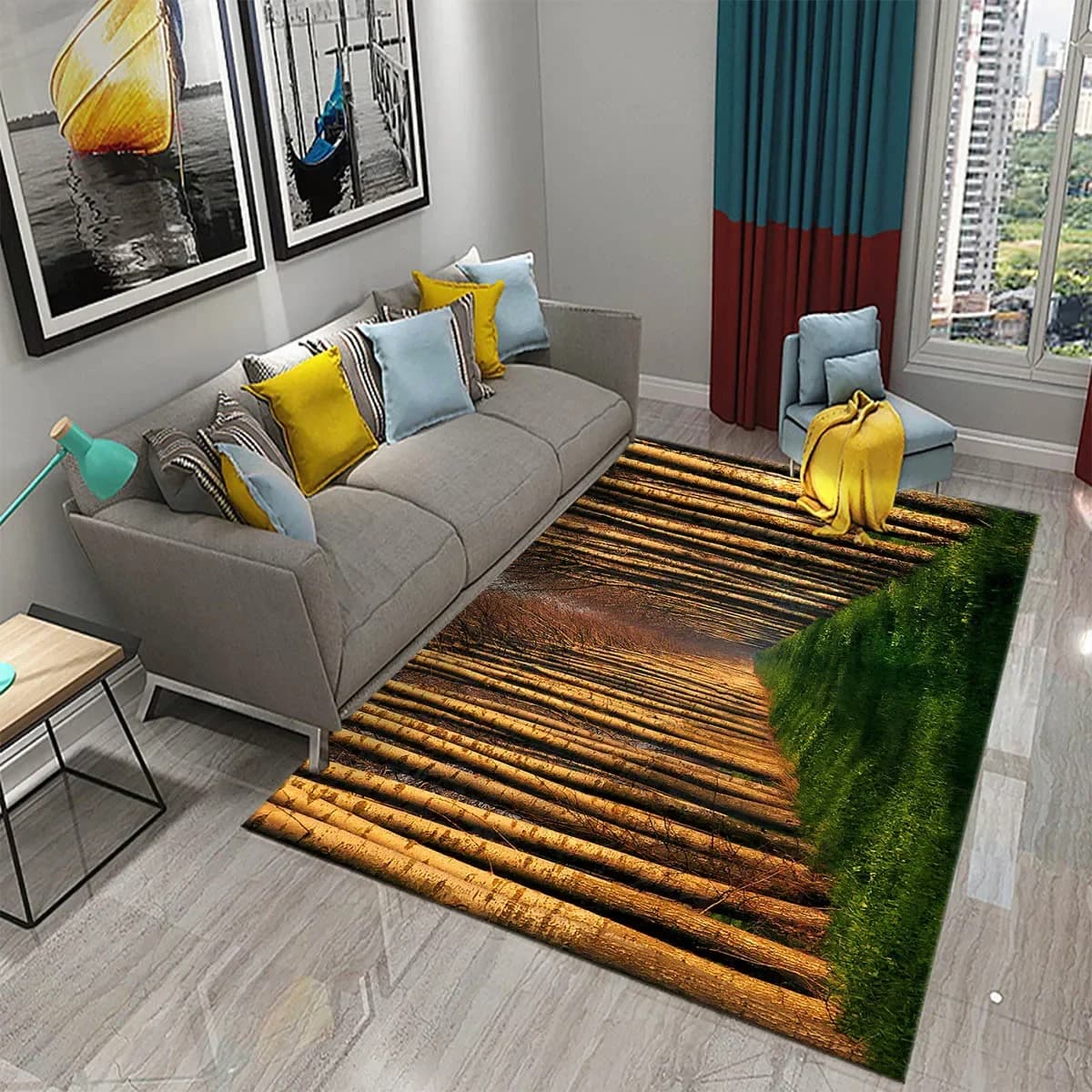 Forest carpet Natural landscape carpet Rectangular carpets green grass for adults Yoga carpets Bedroom Living room Furnishing Mat Soft