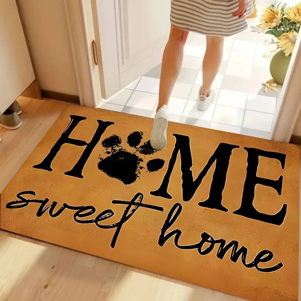 Home Sweet Home Zampa Stampa Zerbino Zampa Stampa Zerbino Amante dei gatti Amante dei cani Zerbino Divertente Zerbino Regalo di inaugurazione della casa Zerbino monogramma