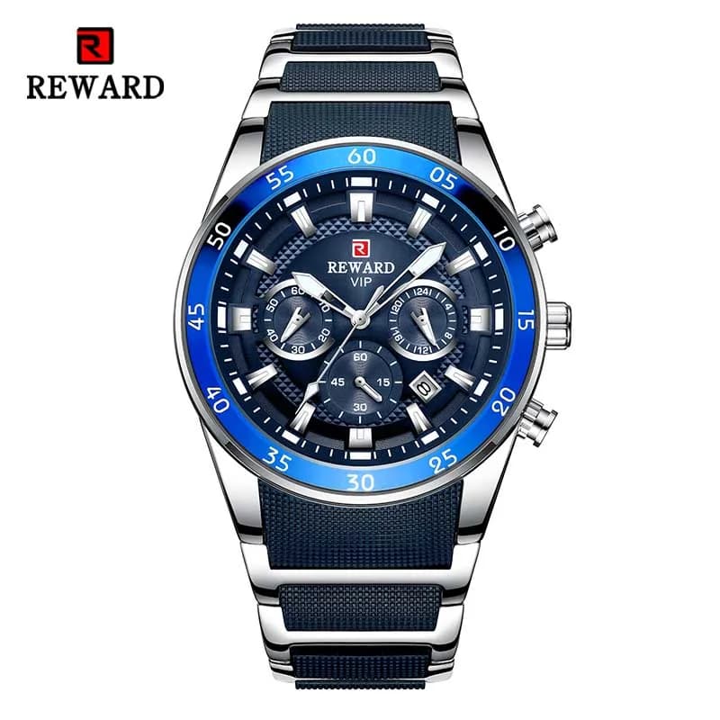 REWARD new men's sports watches fashion stainless steel quartz watches waterproof chronograph wristwatch gift for men