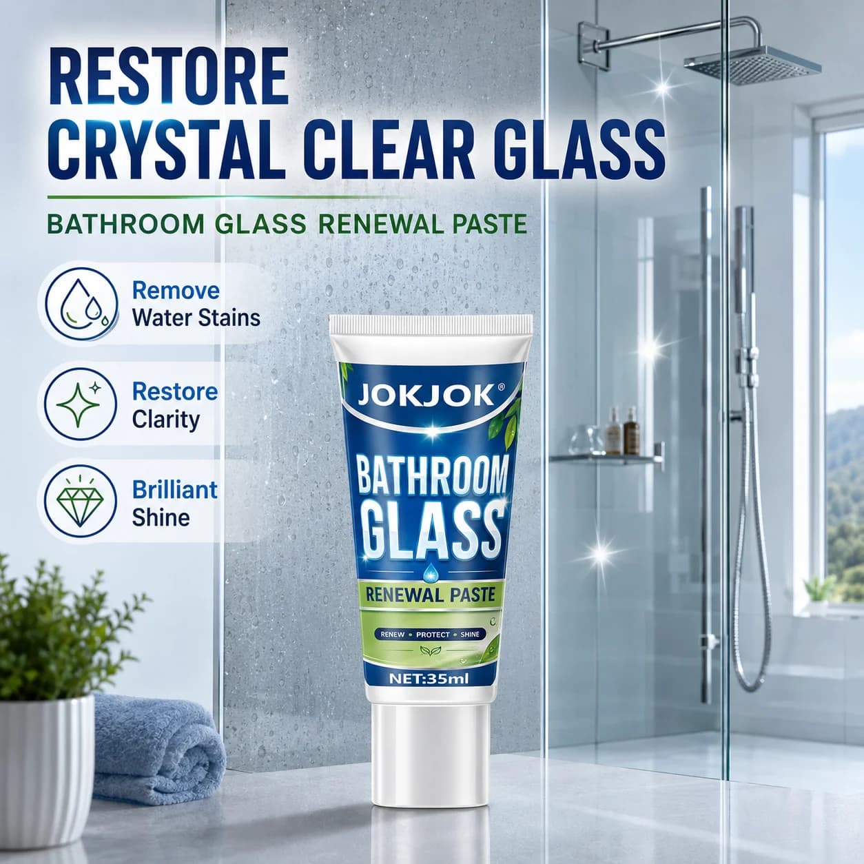 Bathroom Glass Oil Film Water Stains Removal Paste Polishing Water Repellent For Kitchen Glass Anti-rain Car Mirror Cleaning Kit