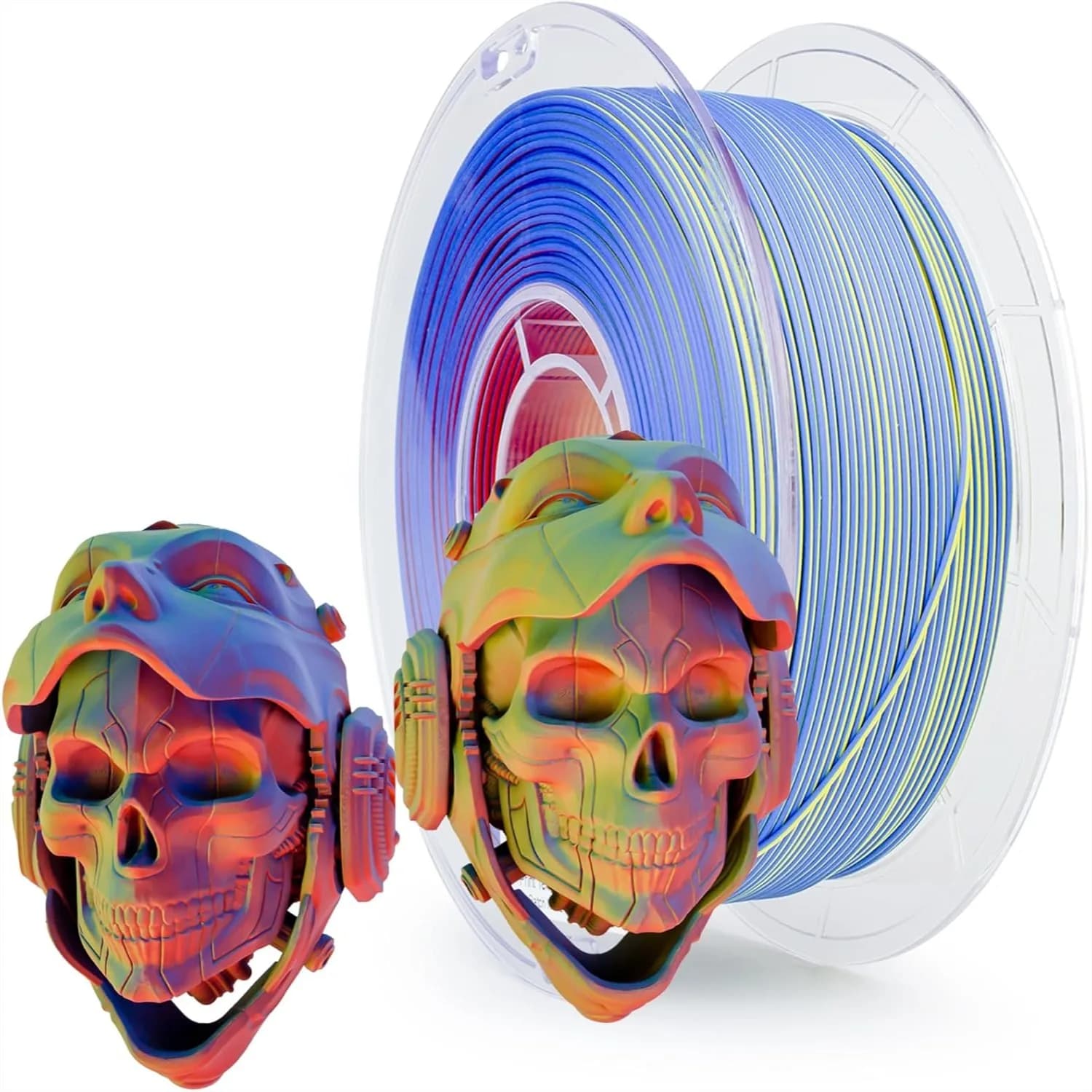 Filamento PLA Opaco 3-in-1 a Cambio Colore 1.75mm, Filamento per Stampante 3D a Discolorazione Magica, Materiale 3D Cromato Coestruso, Bobina da 1KG, Neon