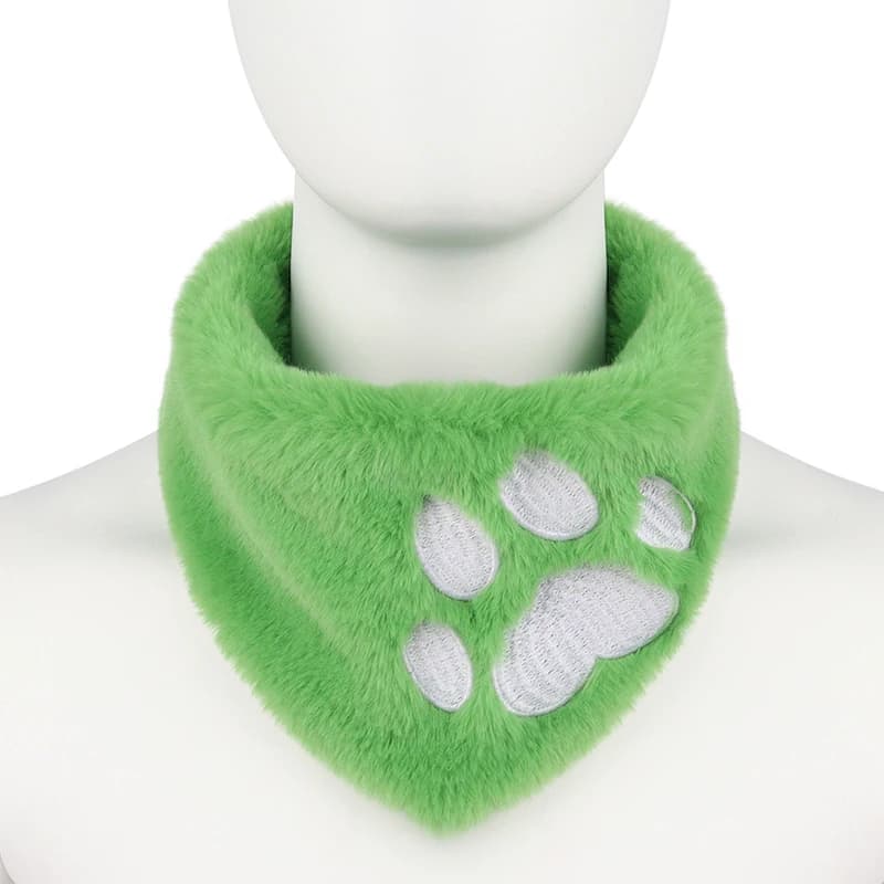 Furry Embroidery Cat Claw Paw Scarf Soft Kemono Style Fursuit Cosplay Accessory Costume Winter Warm Cosplay Neckwear