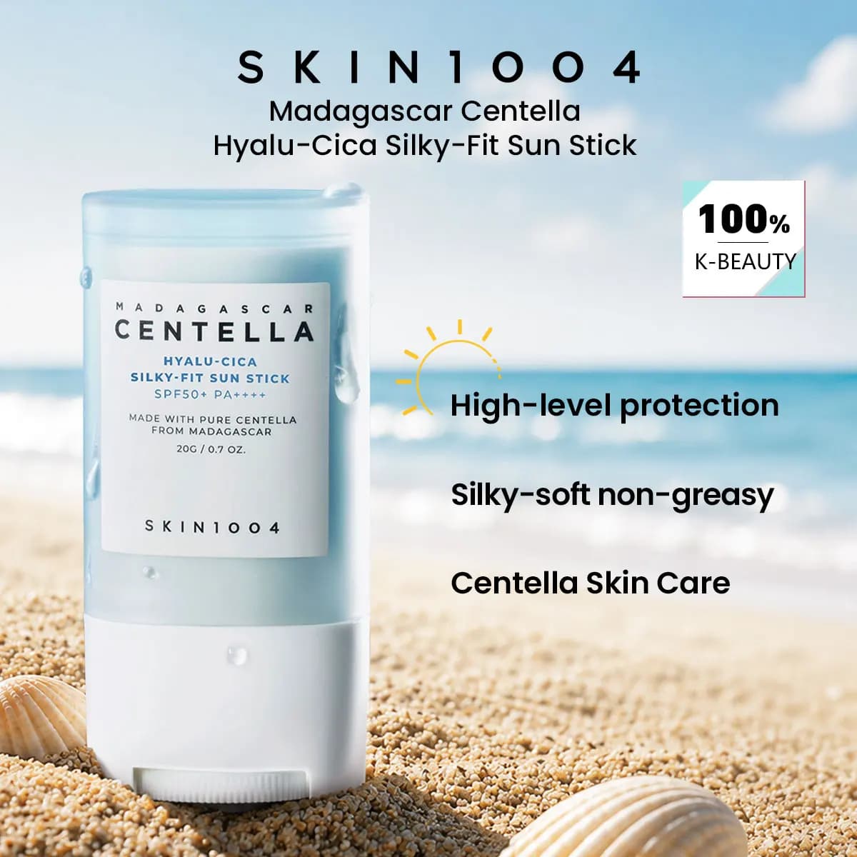 SKIN1004 Madagascar Centella Hyalu-Cica Silky-Fit Sun Stick,Hydrous Silky Texture,Quick Absorbing,Korean Skincare,Korean Makeup