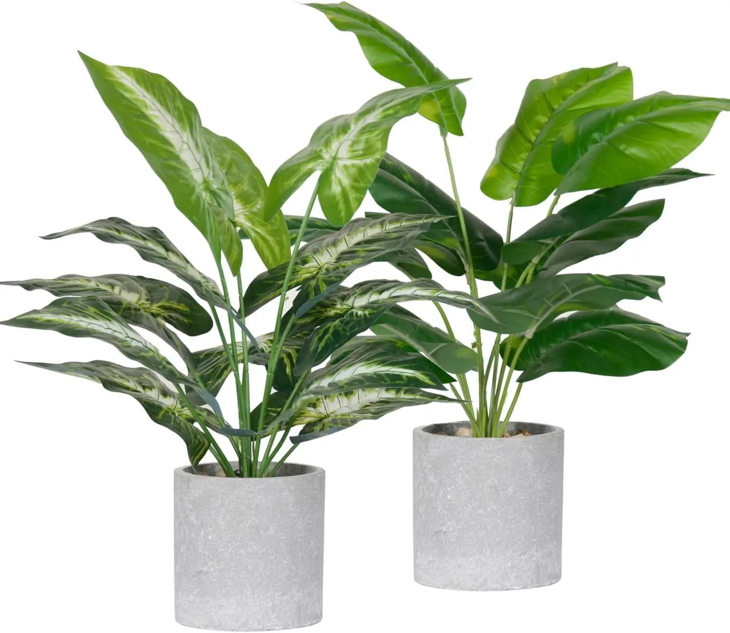 Set of 2 Artificial Tropical Plants for Interior Decoration, for Office and Home, in Green Salvia