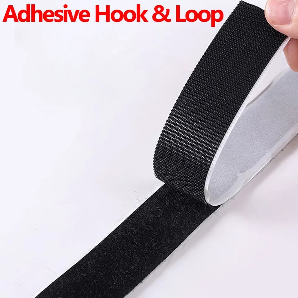 1/5/10M Hook and Loop Strips with Glue Strong Self Adhesive Fastener Double-Side Mounting Tapes for DIY Craft 20-50mm Black