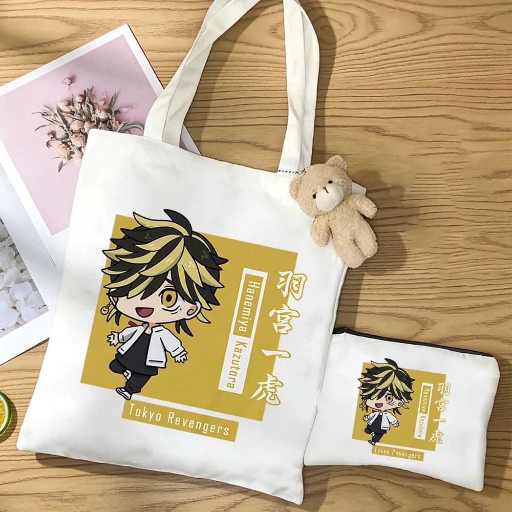 kawaii 3pcs/set Tokyo Revengers Mitsuya Takashi Baji Keisuke Matsuno Chifuyu canvas bag Anime figure Printing storage bag