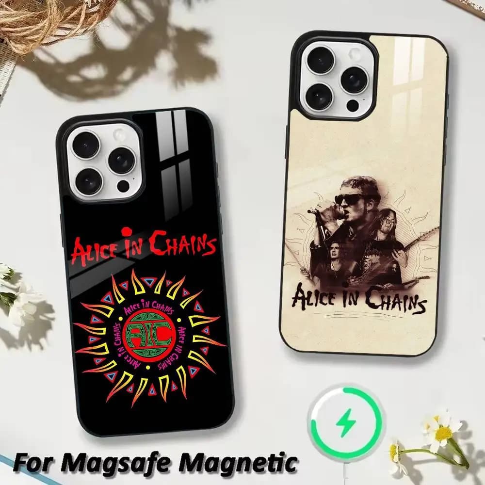 Cover per telefono Band A-Alice I-In C-Chains per iPhone 17, 16, 15, 14, 13, 12, Plus, Pro, Max con ricarica wireless magnetica MagSafe