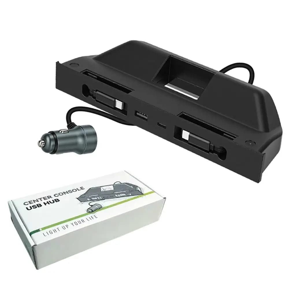 Hidden Center Console USB HUB Type-C Fast Charging Docking Station for Tesla Model Y Juniper/ Model Y LR / Model 3 Highland