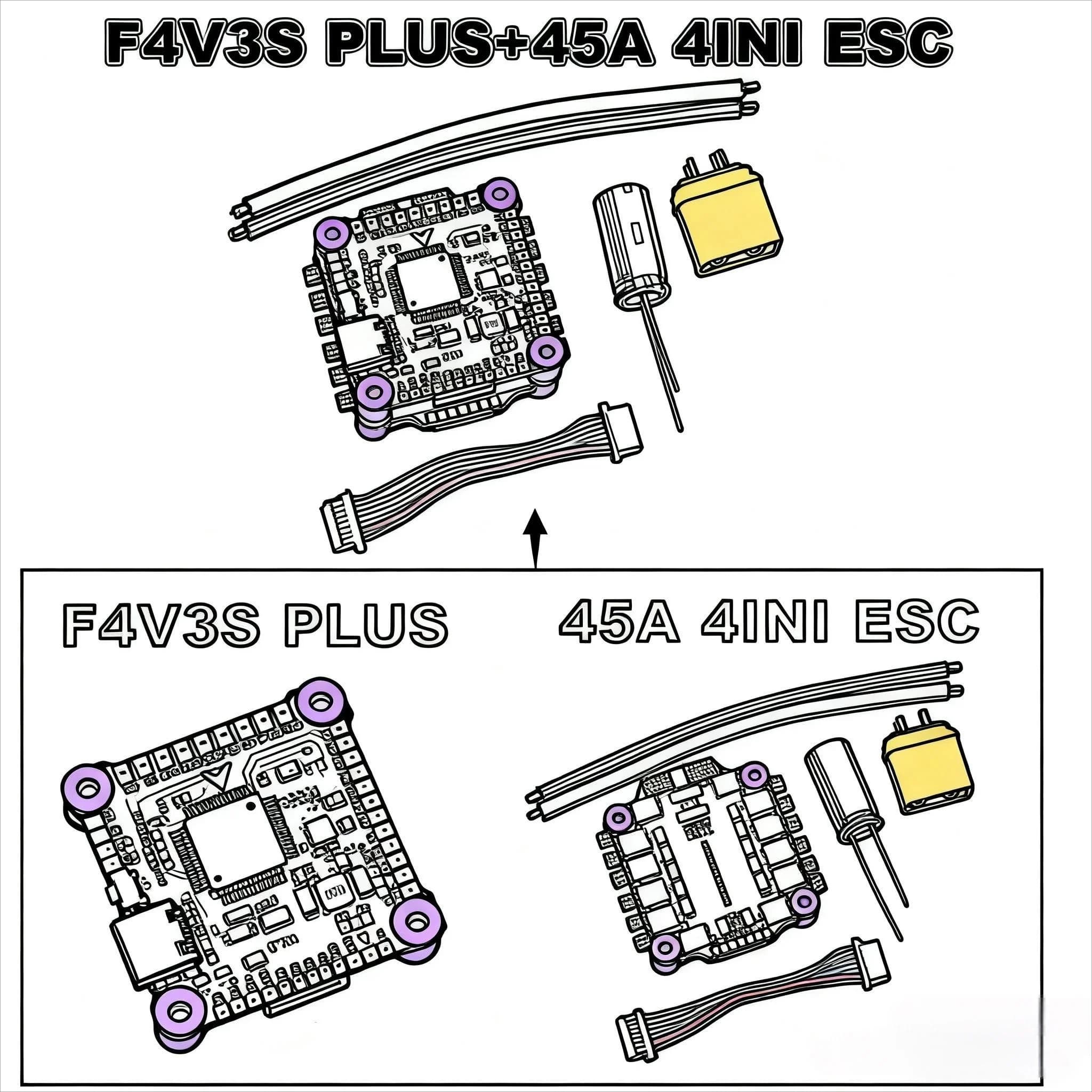 FPV F4V3S/ F4V3S PLUS+45A/60A 4IN1 ESC+VTX1000+1080P Fotocamera INAV Betaflight Board Barometro OSD Quadcopter RC Drone FPV Racing