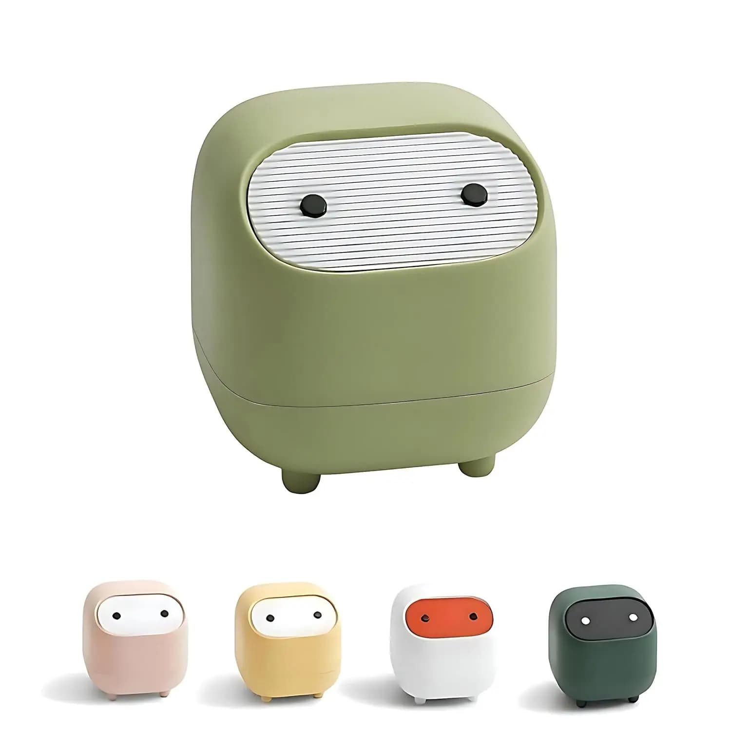 Carino mini cestino da scrivania con coperchio, cestino per rifiuti con apertura a pressione per scrivania, ufficio, piano di lavoro, verde chiaro
