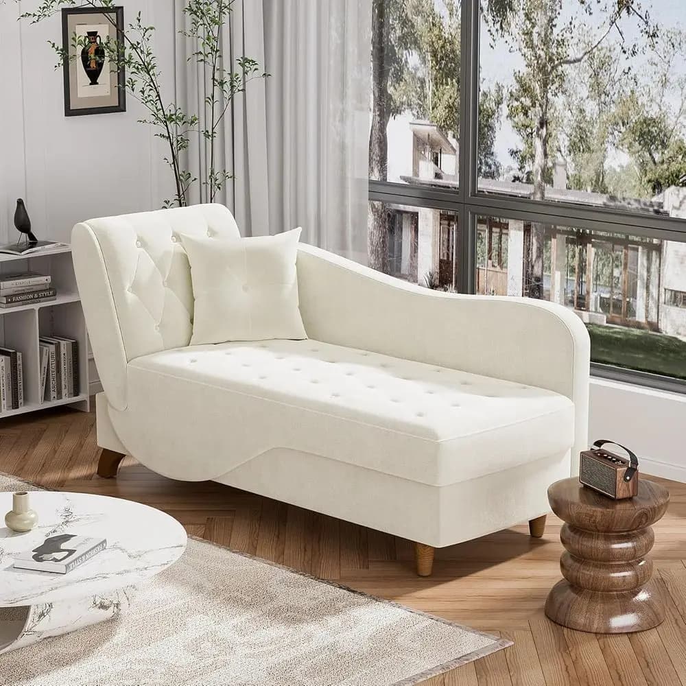 Chaise longue reclinabile per interni, divano letto regolabile per lettura e riposo con cuscino, 3-in-1 in velluto imbottito