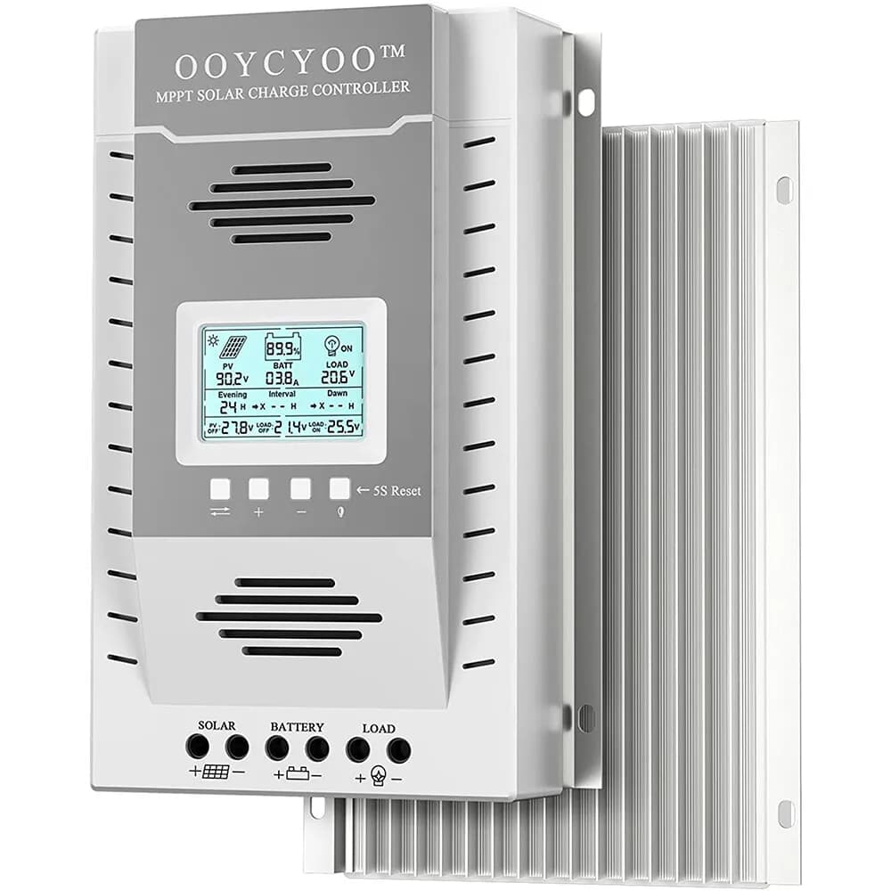 OOYCYOO MPPT charge controller 100 amp 12V/24V Auto, 100A solar panel charge controller with LCD display Blacklight Max 100V