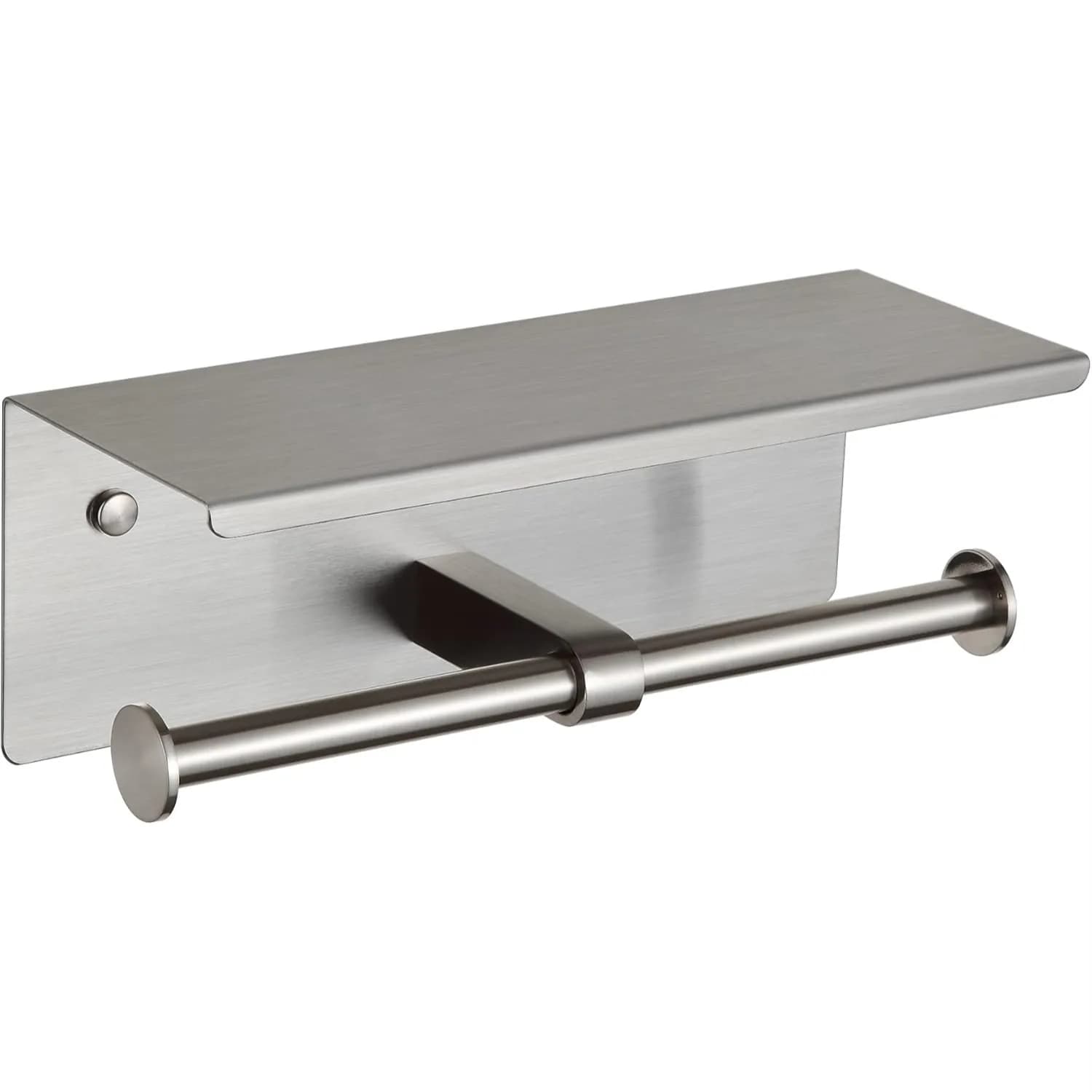 Portarotolo da Bagno con Mensola in Nichel Spazzolato, Porta Carta Igienica Doppio Rotolo in Acciaio Inox 304 da Parete per Bagno