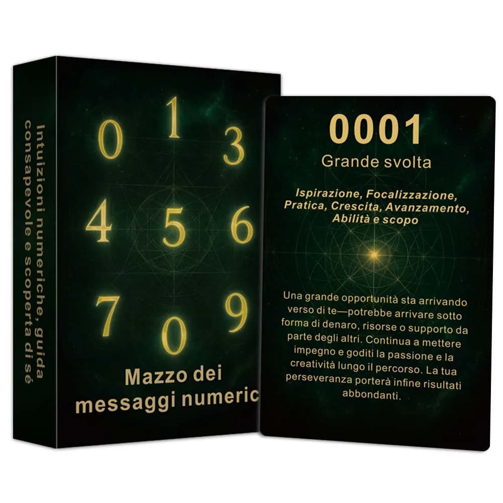 Mazzo Oracle a tema italiano con numeri - 48 carte Oracle con parole chiave per la crescita personale, strumento di riflessione per principianti, 12 * 8 cm