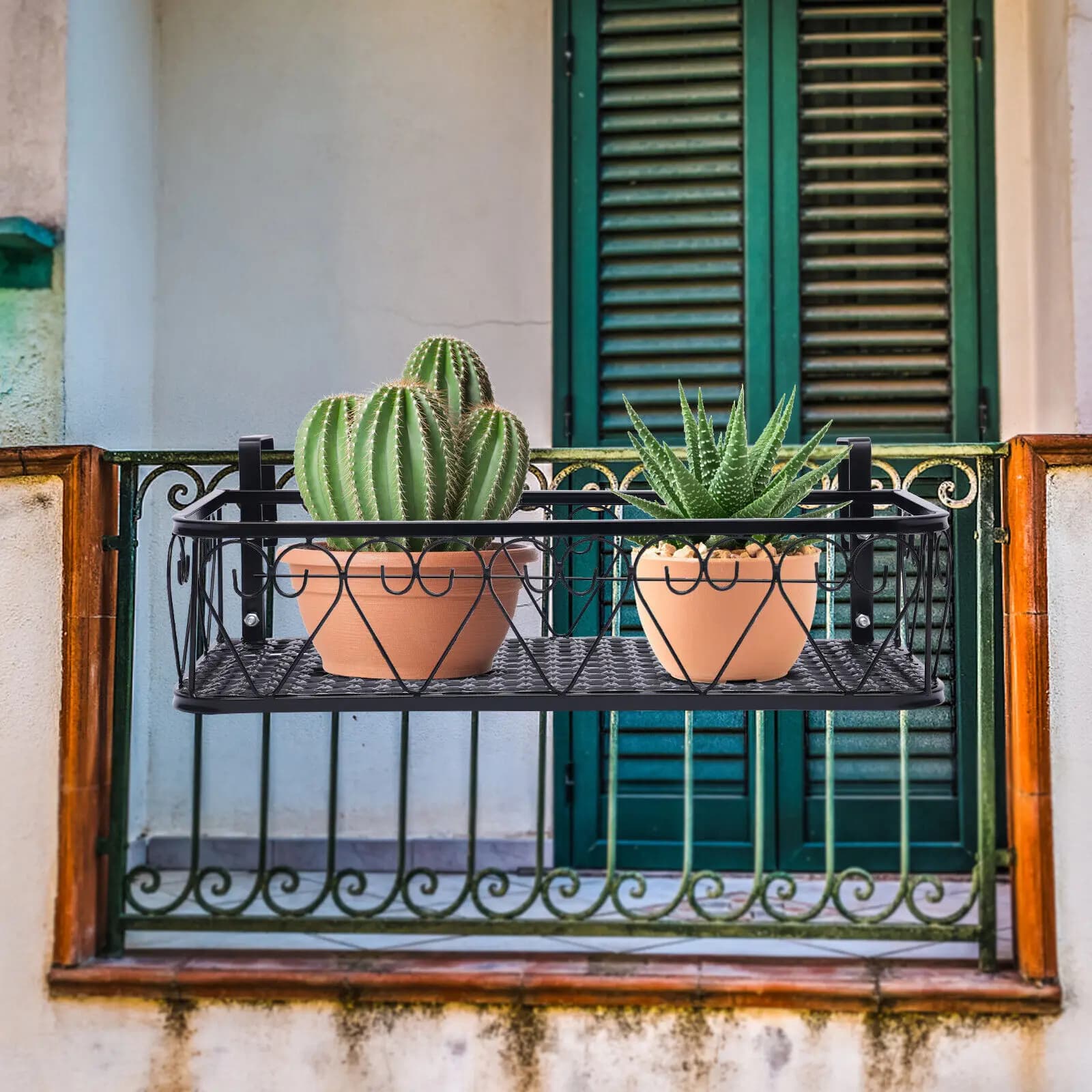 Planter with hanging railing with hooks Door for balcony plants Shelf for railing Recination Buckle for flowers Plants Rack Bearing for flowers