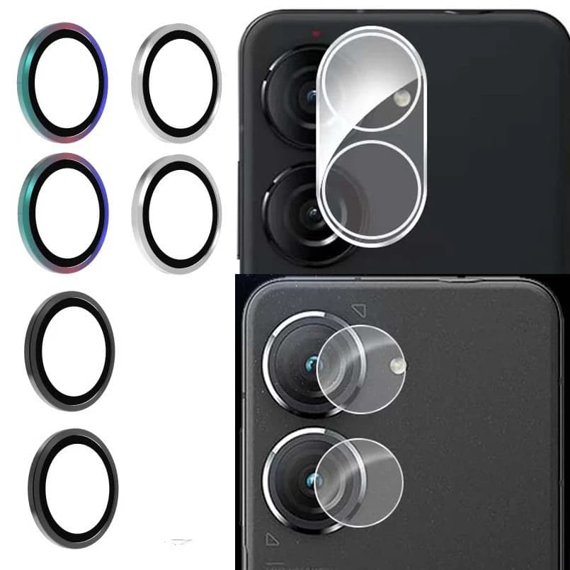 Tempered Glass Goal Protector for Asus Zenfone 10 9 Camera Covers Hard anti-correcting transparent metal colored