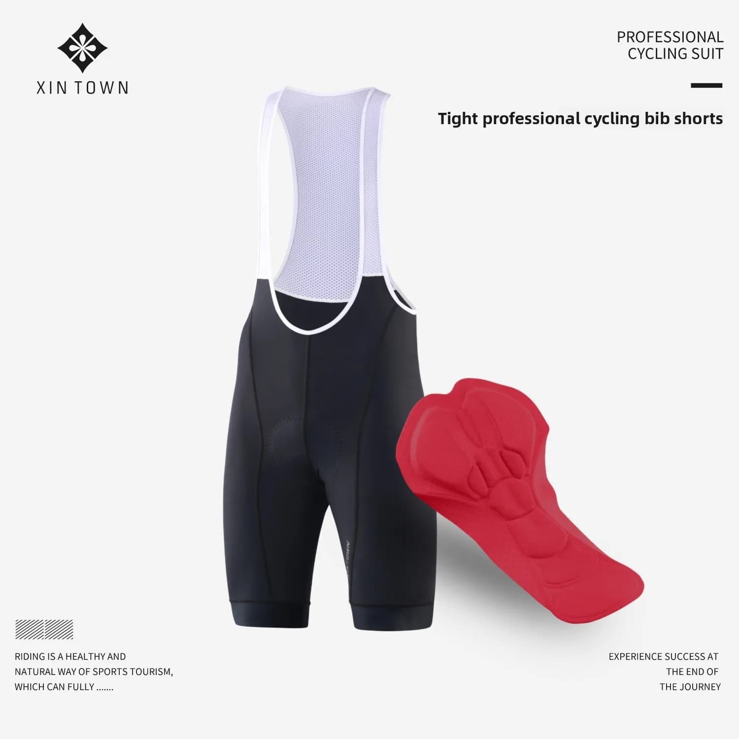 XINTOWN Men's and women's summer cycling shorts, padded bike shorts, for medium-long distances