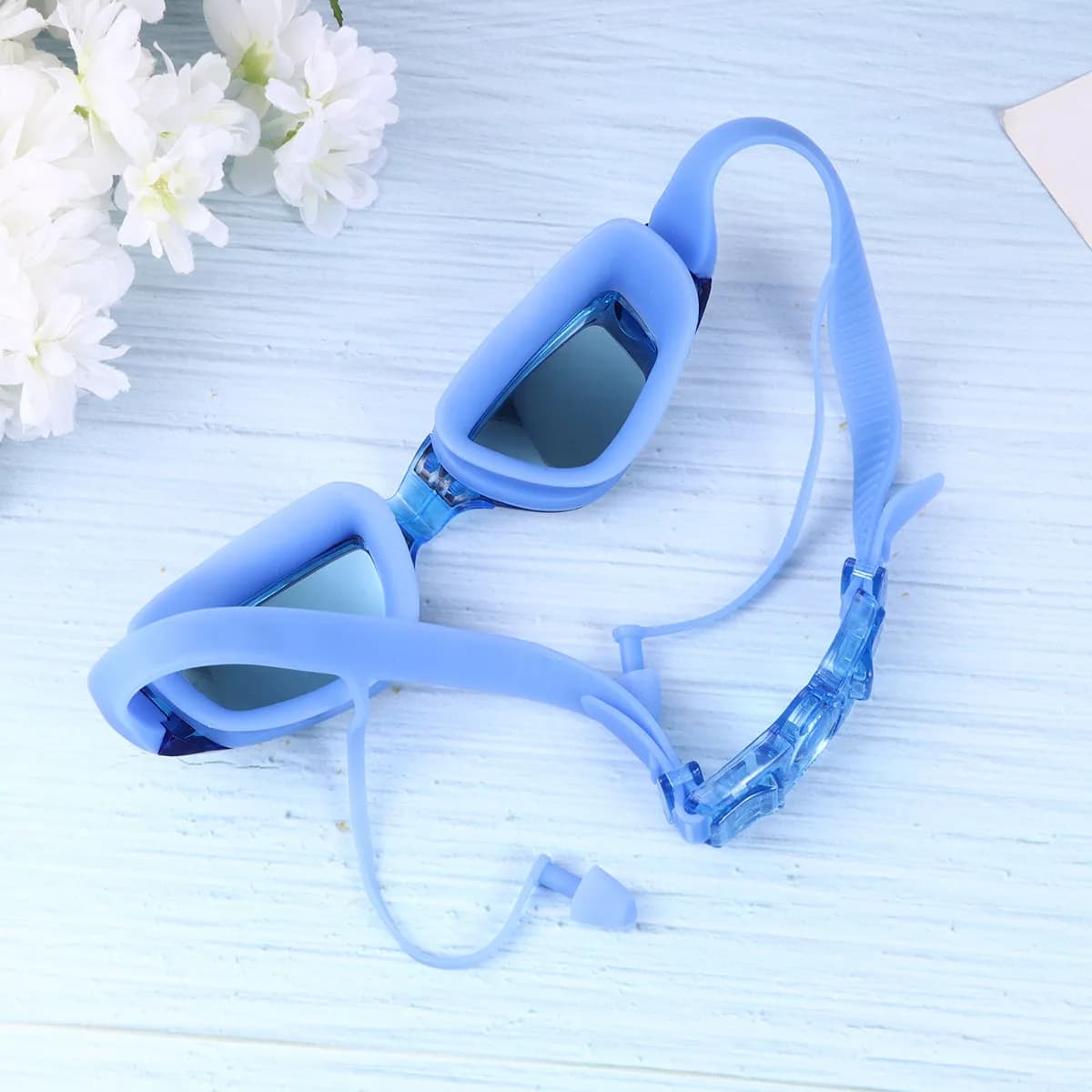 Fashion High Definition Swimming Goggles Waterproof Anti Fog Diving Glasses Electroplated Goggles With for Woman (Blue)