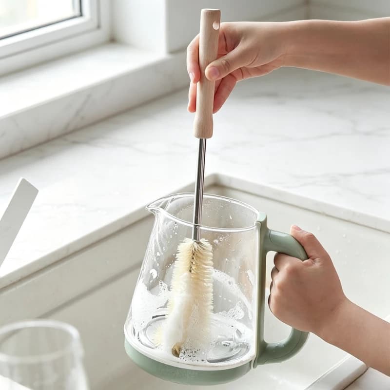 Long Wooden Handle Bottle Brush Baby Pacifiers Cleaning Brushes Infant Feeding Bottles Cleaner Kitchen Household Cleaning Tools