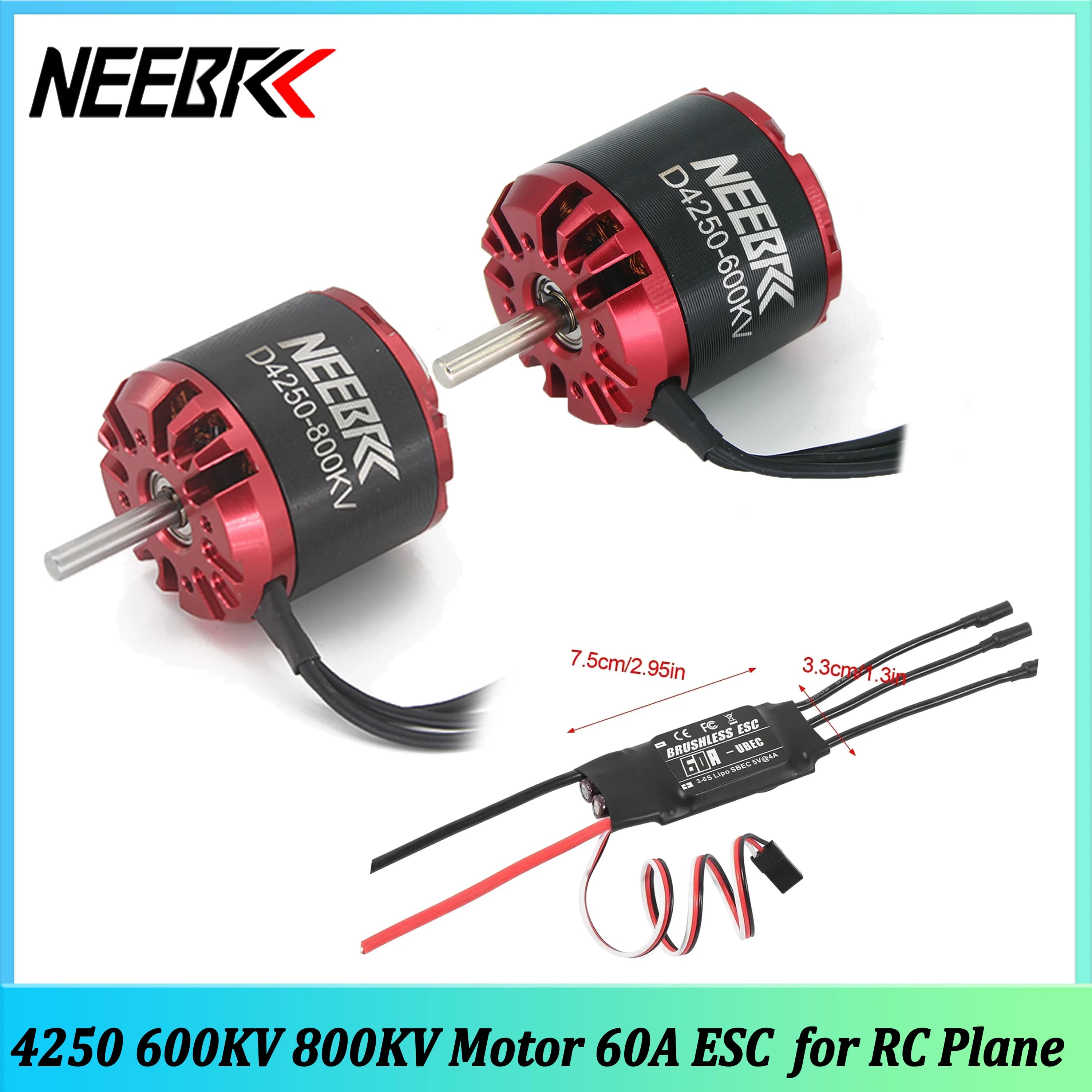 NEEBRC 4250 600KV 800KV Outrunner Motore Brushless 3-7S per RC FPV Drone Multicopter ad ala fissa Quadcopter Elicottero Aereo