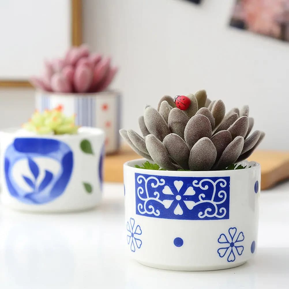 Set of 6 Creative Ceramic Jars for Grass Plants, Interior Flowers Containers