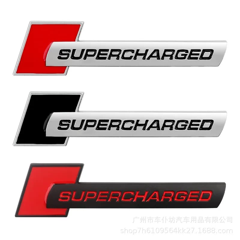 3D Metal Logo Supercharged Emblem Car Fender Badge Trunk Decal For A3 A4 A6 A7 S3 S6 S4 S5 Supercharged Sticker Accessories