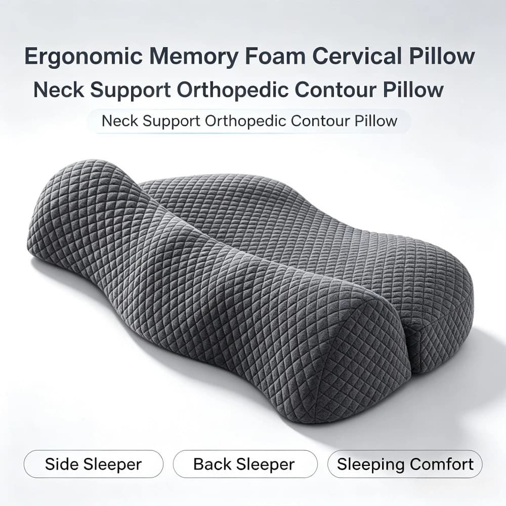 Ergonomic Memory Foam Cervical Pillow Neck Support Pillow Orthopedic Contour Pillow Side Sleeper Back Sleeper Sleeping Comfort