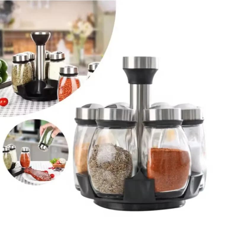 360 ° Portaspezie Girevole, Organizzatore per Condimenti, Set Contenitori per Sale e Pepe, Contenitore per Spezie da Cucina