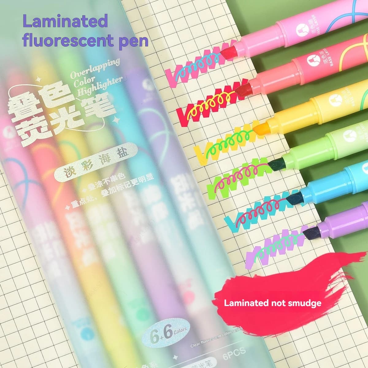 6Pcs Overlapping-Color Highlighter Double-ended Magic Color Changing Highlighter Pen Set, Student Diary Scrapbook Painting