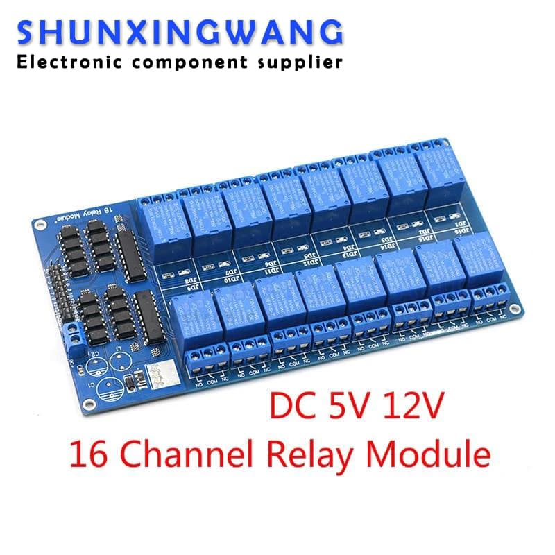 16-channel relay shield module DC 5V 12V with optical coupler LM2596 Power relay microcontroller interface for Arduino