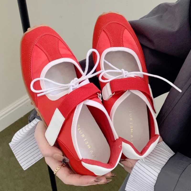 Nuove scarpe da ginnastica Mary Jane firmate da donna Scarpe derby dal design patchwork con lacci alla moda Comode ballerine casual con punta tonda