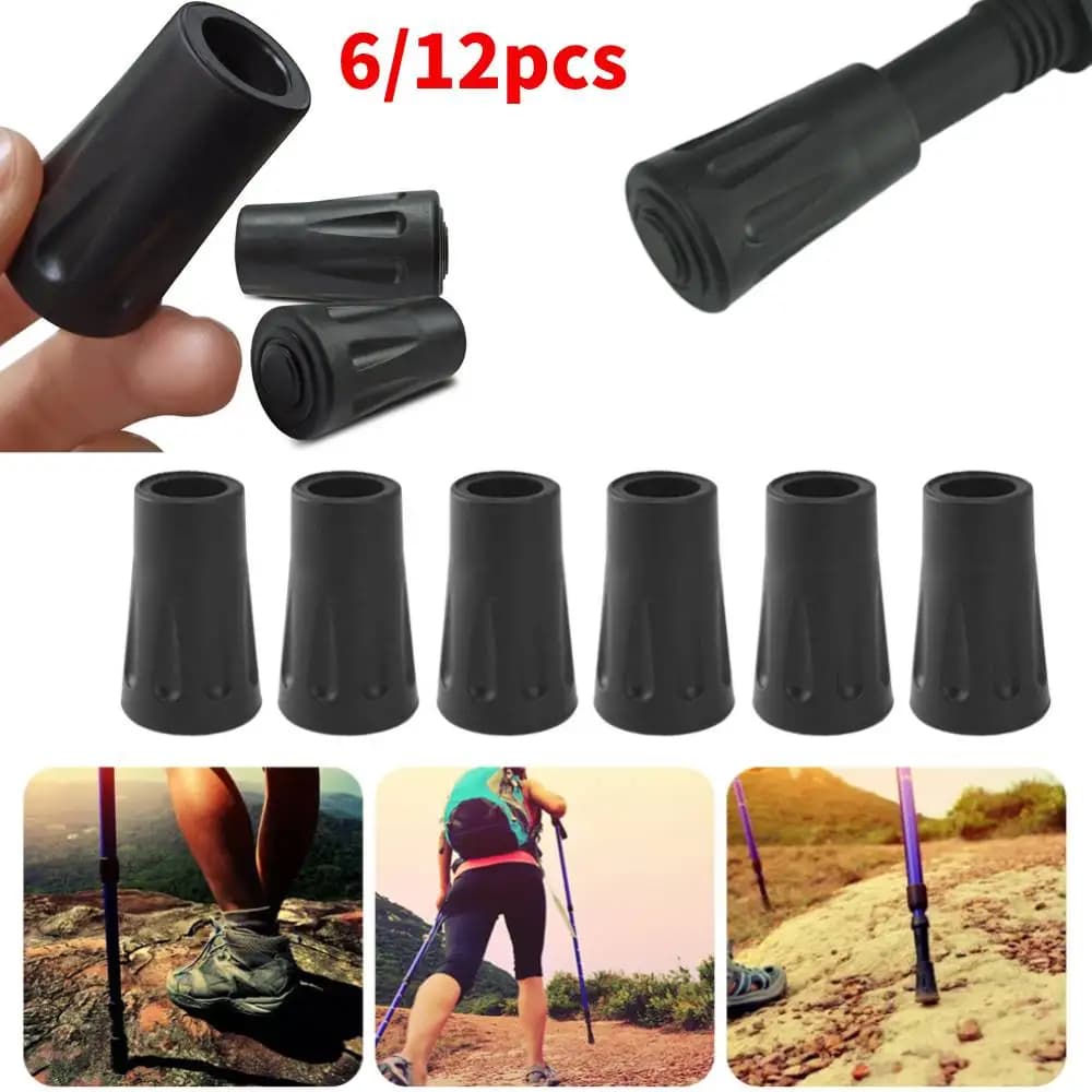 6/12/24/36 pcs Non-slip Trekking Sticks Protector Cap Tip Walking Stick Bottom Pads Cover Buffer Lightweight for Climbing Hiking
