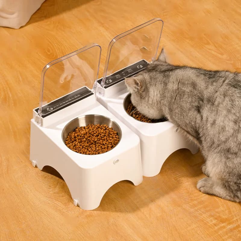 Ciotola per gatti intelligente Ciotola per mangiatoia per animali domestici Alimentatore per cani per gatti Sensore a infrarossi Coperchio aperto automatico Alimentatore intelligente Dispenser di cibo per gatti anti-mouse