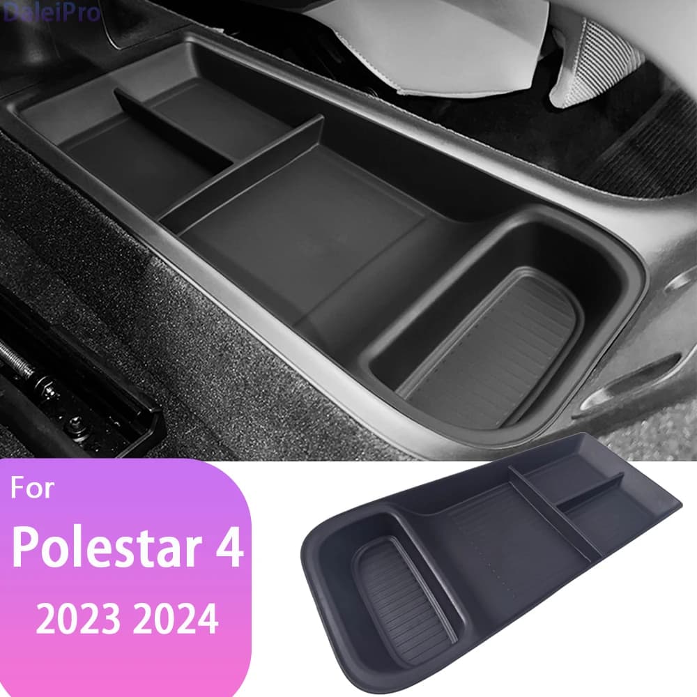 Per Polestar 4 2023 2024 Car Center Console Organizer Vassoio Scatola di immagazzinaggio a strati Bracciolo Organizer Box TPE Accessori auto