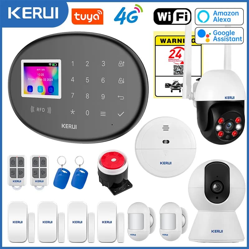 KERUI W204 Sistema di Allarme di Sicurezza Per La Casa WiFi 4G GSM Allarme Antifurto 433 MHz Sirena Senza Fili Tuya Smart Motion Detector Sensore Cam