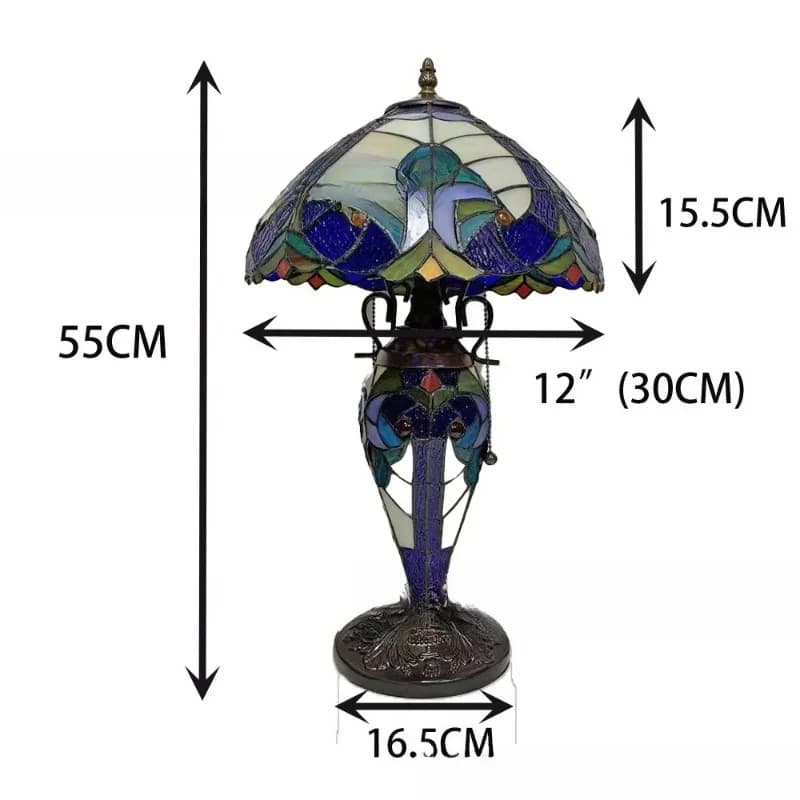 High-end European study lamp for bedroom, desk lamp for children and mother of colored glass elegant and stable handmade