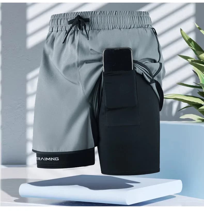 Pantaloncini da Corsa 2-in-1 Mimetici da Uomo, Asciugatura Rapida, per Allenamento, Fitness, Jogging, Palestra, Abbigliamento Sportivo Estivo